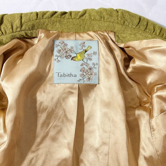 Anthropologie Tabitha Light Green Pleated Collar Peacoat SZ 4 Big Buttons - Picture 6 of 7